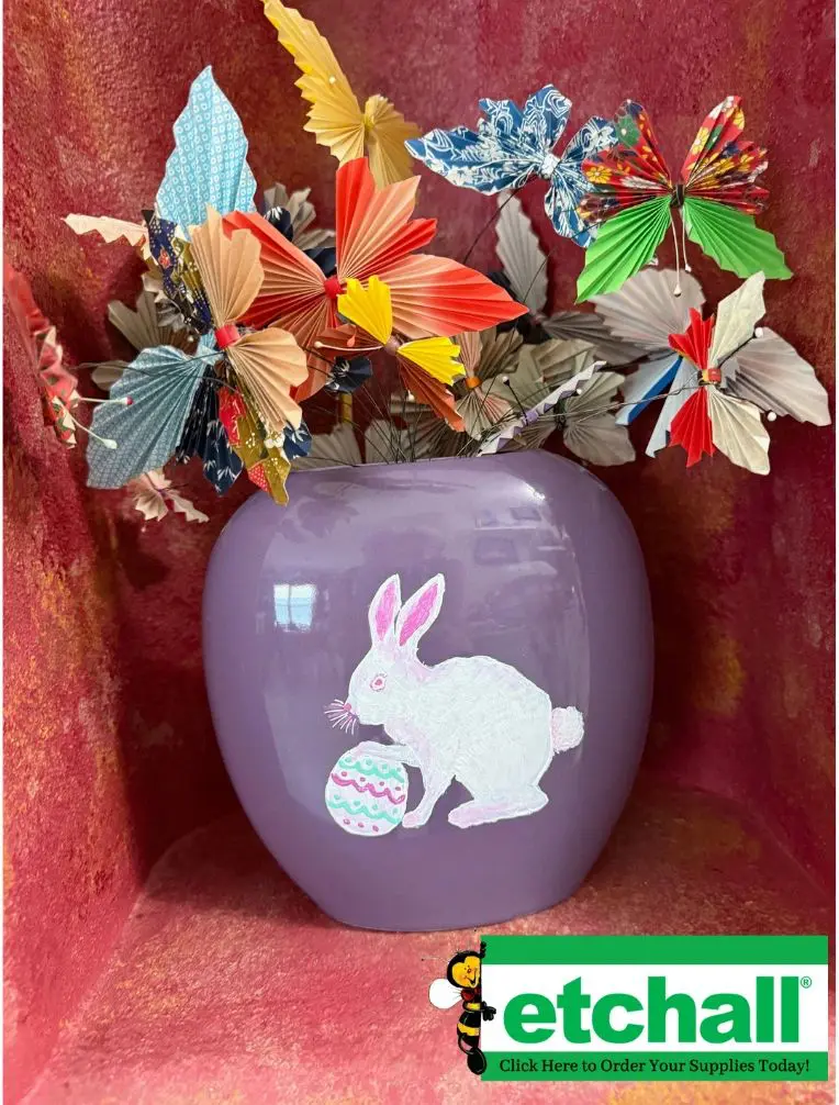 Colorful paper flowers in vase