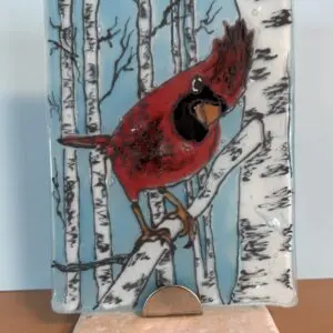 Tutorial Fused Glass Cardinal in Birch Tree